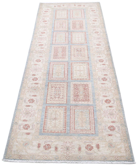 Traditional Hand Knotted Serenity Farhan Wool Rug of Size 2'9'' X 7'4'' in Blue and Ivory Colors - Made in Afghanistan