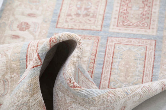 Traditional Hand Knotted Serenity Farhan Wool Rug of Size 2'9'' X 7'4'' in Blue and Ivory Colors - Made in Afghanistan