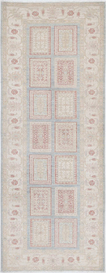 Traditional Hand Knotted Serenity Farhan Wool Rug of Size 2'9'' X 7'4'' in Blue and Ivory Colors - Made in Afghanistan
