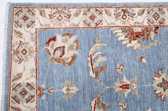 Traditional Hand Knotted Ziegler Farhan Wool Rug of Size 2'8'' X 12'6'' in Blue and Ivory Colors - Made in Afghanistan