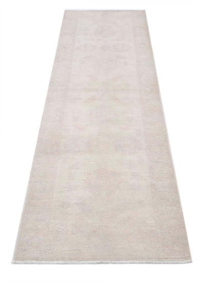 Traditional Hand Knotted Serenity Farhan Wool Rug of Size 2'4'' X 7'8'' in Ivory and Ivory Colors - Made in Afghanistan