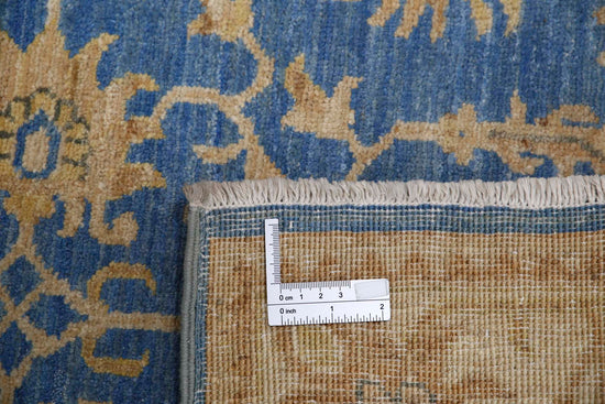 Traditional Hand Knotted Ziegler Farhan Wool Rug of Size 2'7'' X 8'0'' in Blue and Ivory Colors - Made in Afghanistan