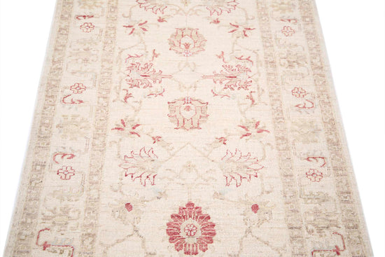 Traditional Hand Knotted Serenity Farhan Wool Rug of Size 2'8'' X 6'4'' in Ivory and Ivory Colors - Made in Afghanistan