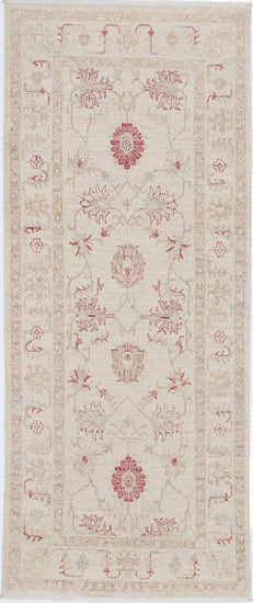 Traditional Hand Knotted Serenity Farhan Wool Rug of Size 2'8'' X 6'4'' in Ivory and Ivory Colors - Made in Afghanistan