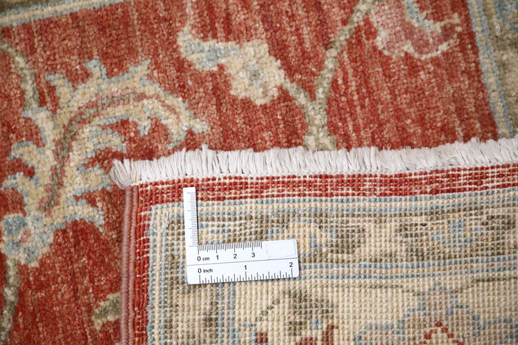 Traditional Hand Knotted Ziegler Farhan Wool Rug of Size 2'7'' X 6'5'' in Red and Ivory Colors - Made in Afghanistan