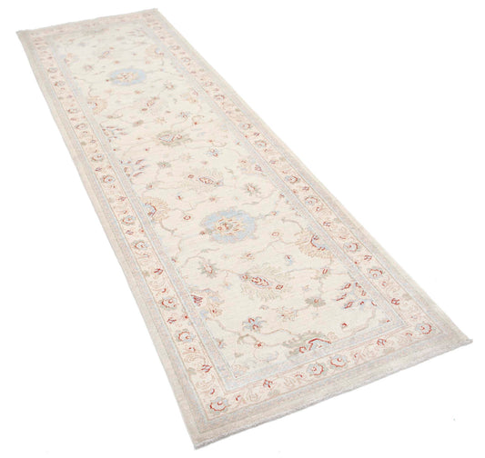 Traditional Hand Knotted Serenity Farhan Wool Rug of Size 2'8'' X 8'5'' in Ivory and Ivory Colors - Made in Afghanistan