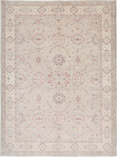 Traditional Hand Knotted Serenity Farhan Wool Rug of Size 6'9'' X 9'0'' in Brown and Ivory Colors - Made in Afghanistan