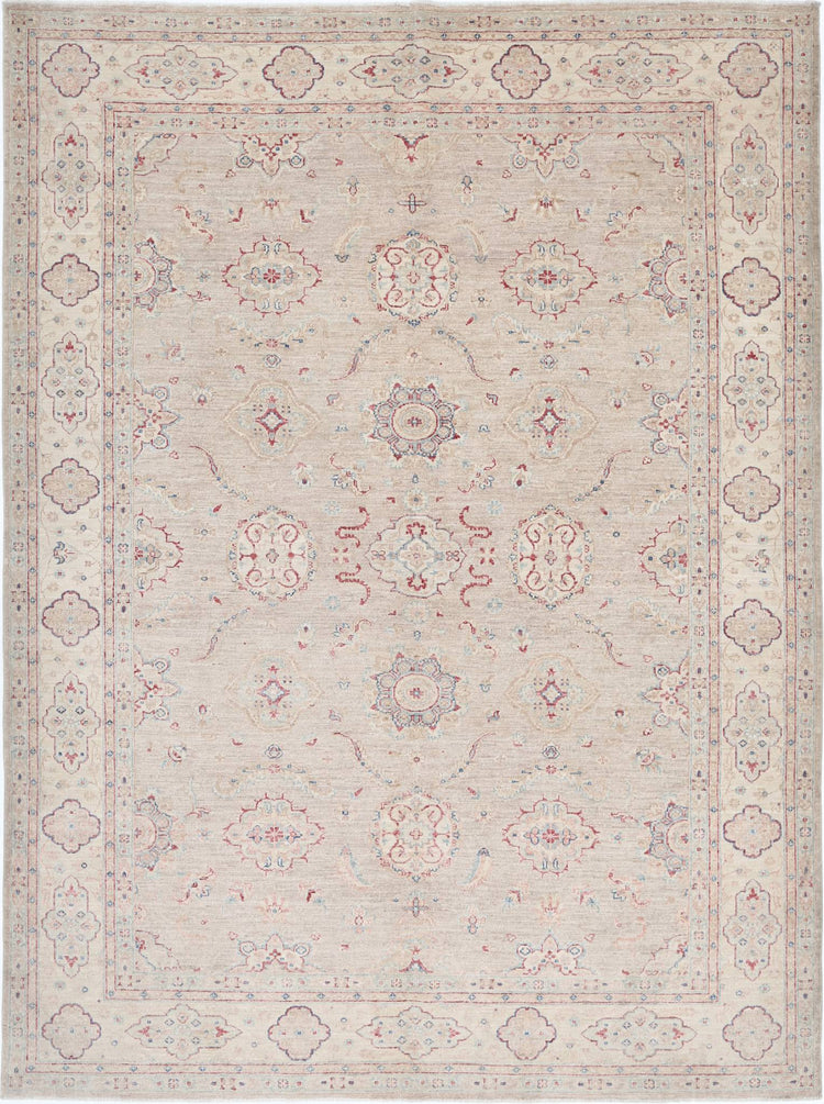 Traditional Hand Knotted Serenity Farhan Wool Rug of Size 6'9'' X 9'0'' in Brown and Ivory Colors - Made in Afghanistan