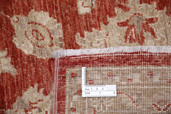 Traditional Hand Knotted Ziegler Farhan Wool Rug of Size 6'10'' X 9'11'' in Red and Ivory Colors - Made in Afghanistan