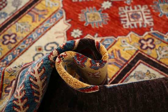 Traditional Hand Knotted Ziegler Farhan Wool Rug of Size 6'6'' X 9'10'' in Multi and Black Colors - Made in Afghanistan