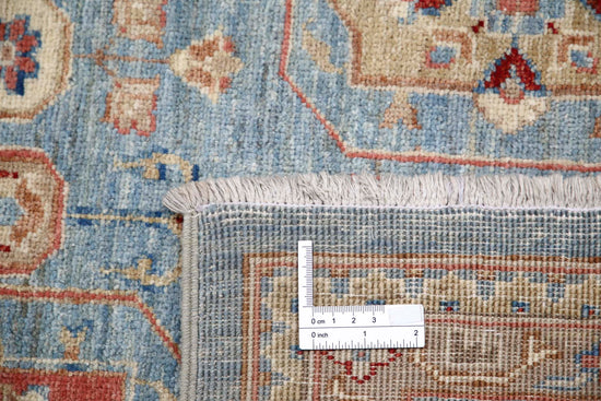 Traditional Hand Knotted Ziegler Farhan Wool Rug of Size 6'6'' X 10'0'' in Blue and Ivory Colors - Made in Afghanistan
