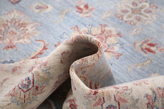 Traditional Hand Knotted Ziegler Farhan Wool Rug of Size 6'4'' X 8'5'' in Blue and Ivory Colors - Made in Afghanistan