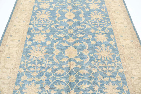 Traditional Hand Knotted Serenity Farhan Wool Rug of Size 5'7'' X 7'11'' in Blue and Ivory Colors - Made in Afghanistan
