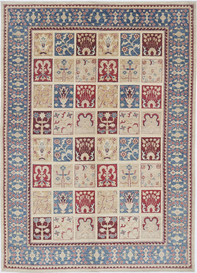 Traditional Hand Knotted Ziegler Farhan Wool Rug of Size 5'7'' X 7'8'' in Multi and Ivory Colors - Made in Afghanistan