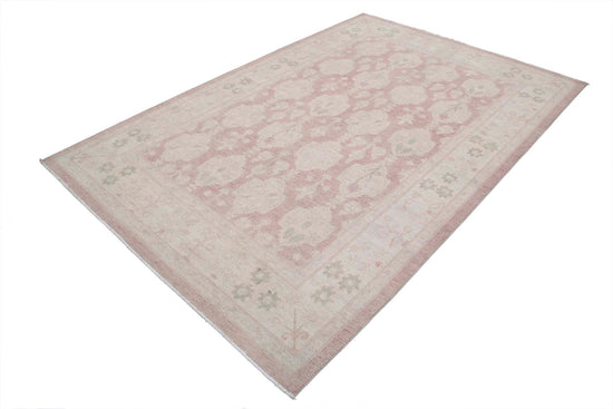 Traditional Hand Knotted Serenity Farhan Wool Rug of Size 6'0'' X 9'1'' in Brown and Ivory Colors - Made in Afghanistan