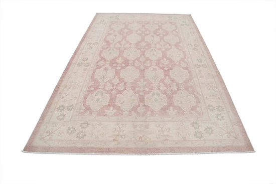Traditional Hand Knotted Serenity Farhan Wool Rug of Size 6'0'' X 9'1'' in Brown and Ivory Colors - Made in Afghanistan