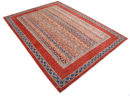 Traditional Hand Knotted Shaal Farhan Wool Rug of Size 5'9'' X 7'10'' in Multi and Multi Colors - Made in Afghanistan