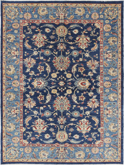 Traditional Hand Knotted Ziegler Farhan Wool Rug of Size 5'9'' X 7'8'' in Blue and Blue Colors - Made in Afghanistan