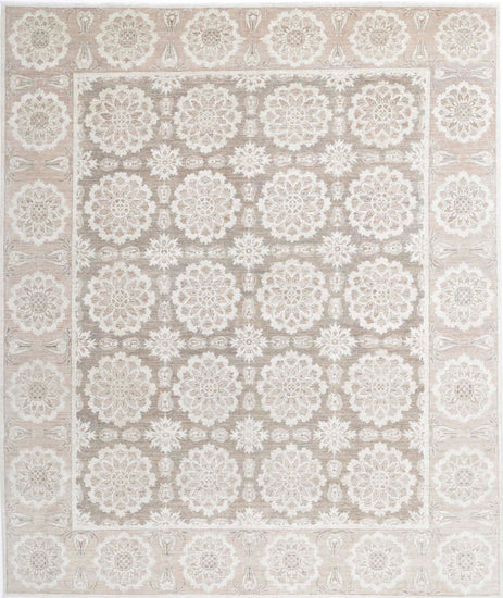Traditional Hand Knotted Serenity Farhan Wool Rug of Size 8'11'' X 10'6'' in Brown and Brown Colors - Made in Afghanistan