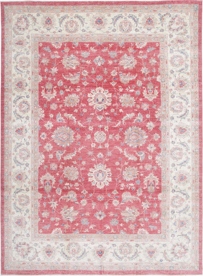 Traditional Hand Knotted Sultanabad Farhan Wool Rug of Size 8'1'' X 11'1'' in Pink and Ivory Colors - Made in Afghanistan