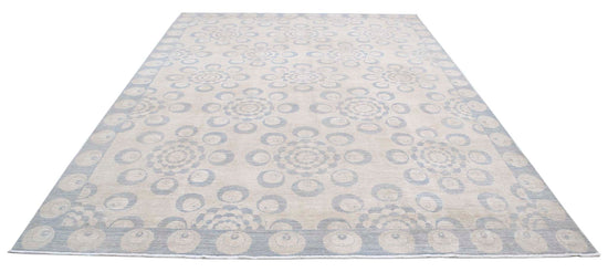 Traditional Hand Knotted Serenity Farhan Wool Rug of Size 8'9'' X 11'8'' in Brown and Grey Colors - Made in Afghanistan