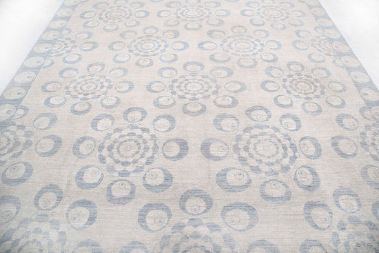 Traditional Hand Knotted Serenity Farhan Wool Rug of Size 8'9'' X 11'8'' in Brown and Grey Colors - Made in Afghanistan