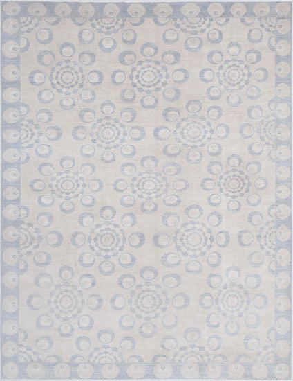 Traditional Hand Knotted Serenity Farhan Wool Rug of Size 8'9'' X 11'8'' in Brown and Grey Colors - Made in Afghanistan