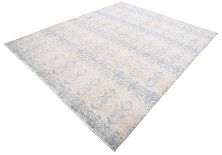 Transitional Hand Knotted Artemix Farhan Wool Rug of Size 8'0'' X 9'10'' in Grey and Taupe Colors - Made in Afghanistan