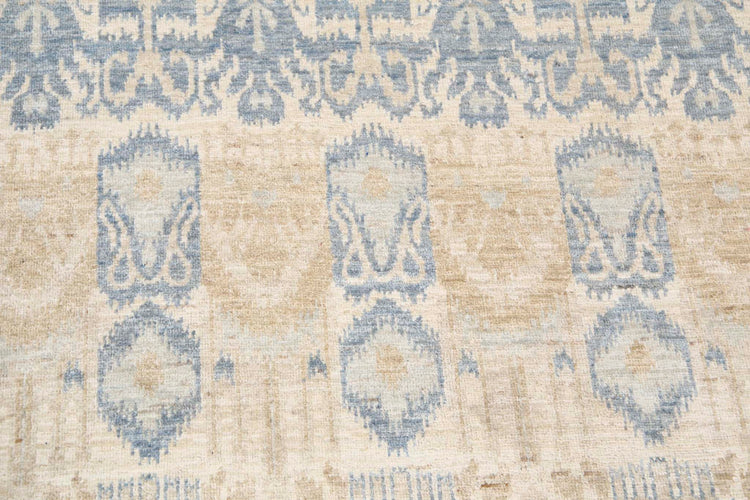 Transitional Hand Knotted Artemix Farhan Wool Rug of Size 8'0'' X 9'10'' in Grey and Taupe Colors - Made in Afghanistan