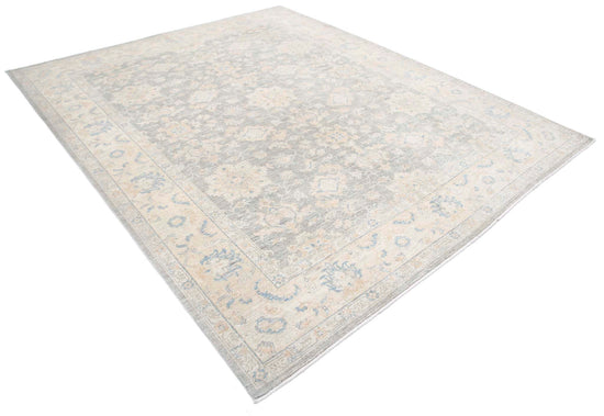 Traditional Hand Knotted Serenity Farhan Wool Rug of Size 7'11'' X 9'6'' in Grey and Ivory Colors - Made in Afghanistan