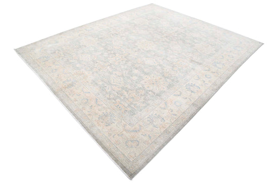 Traditional Hand Knotted Serenity Farhan Wool Rug of Size 7'11'' X 9'6'' in Grey and Ivory Colors - Made in Afghanistan