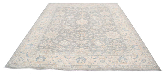 Traditional Hand Knotted Serenity Farhan Wool Rug of Size 7'11'' X 9'6'' in Grey and Ivory Colors - Made in Afghanistan