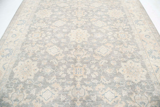 Traditional Hand Knotted Serenity Farhan Wool Rug of Size 7'11'' X 9'6'' in Grey and Ivory Colors - Made in Afghanistan