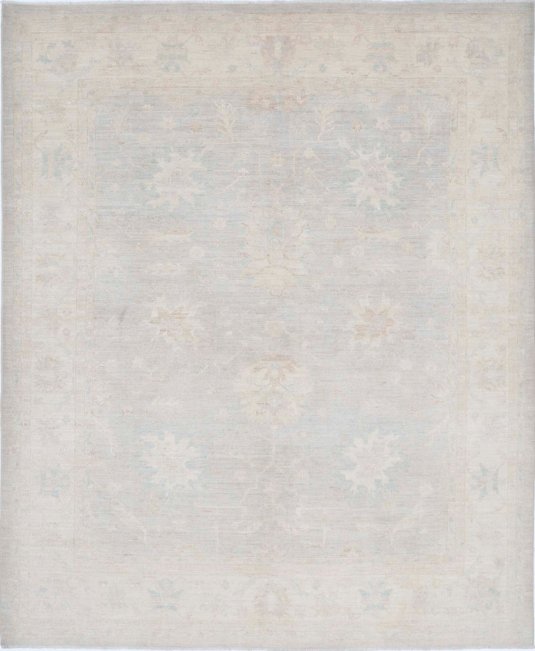 Traditional Hand Knotted Serenity Farhan Wool Rug of Size 8'3'' X 10'0'' in Blue and Ivory Colors - Made in Afghanistan