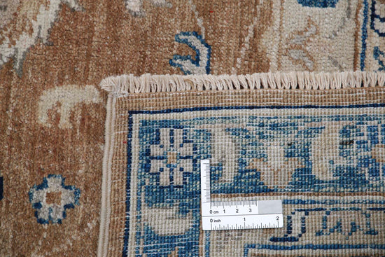 Traditional Hand Knotted Ziegler Farhan Wool Rug of Size 8'2'' X 9'11'' in Brown and Blue Colors - Made in Afghanistan