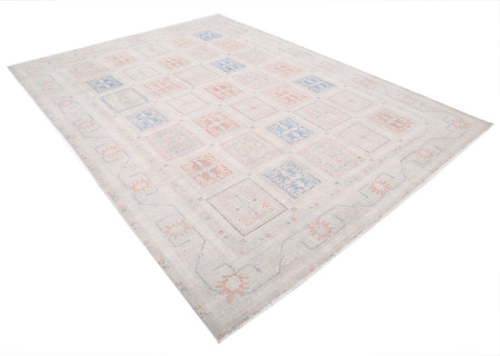 Traditional Hand Knotted Serenity Farhan Wool Rug of Size 7'10'' X 10'4'' in Ivory and Ivory Colors - Made in Afghanistan