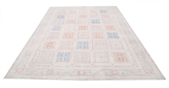 Traditional Hand Knotted Serenity Farhan Wool Rug of Size 7'10'' X 10'4'' in Ivory and Ivory Colors - Made in Afghanistan