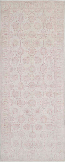 Traditional Hand Knotted Serenity Farhan Wool Rug of Size 8'6'' X 17'5'' in Ivory and Ivory Colors - Made in Afghanistan