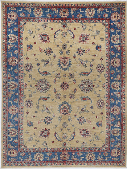 Traditional Hand Knotted Ziegler Farhan Wool Rug of Size 4'9'' X 6'7'' in Gold and Blue Colors - Made in Afghanistan