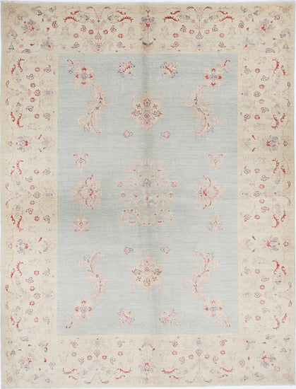 Traditional Hand Knotted Serenity Farhan Wool Rug of Size 5'2'' X 6'9'' in Blue and Ivory Colors - Made in Afghanistan