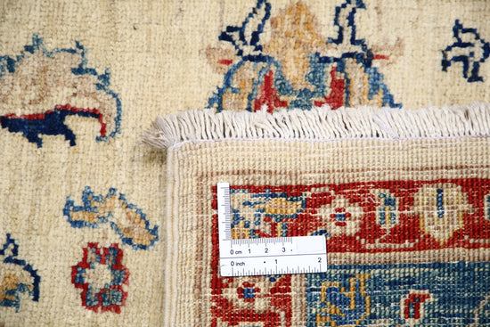 Traditional Hand Knotted Ziegler Farhan Wool Rug of Size 4'11'' X 6'7'' in Ivory and Blue Colors - Made in Afghanistan