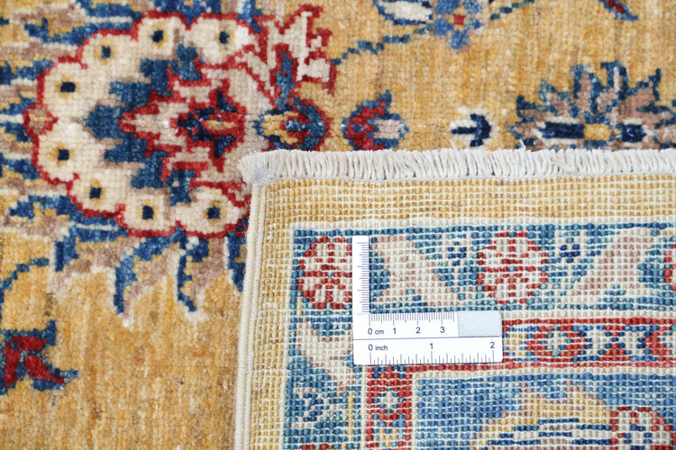 Traditional Hand Knotted Ziegler Farhan Wool Rug of Size 4'10'' X 6'5'' in Gold and Blue Colors - Made in Afghanistan