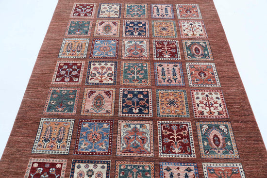 Traditional Hand Knotted Ziegler Farhan Wool Rug of Size 4'10'' X 6'6'' in Brown and Brown Colors - Made in Afghanistan