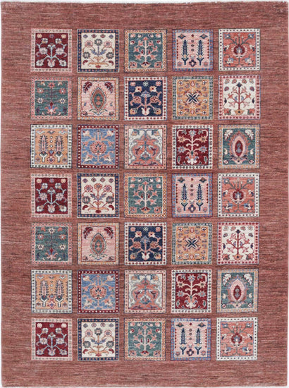 Traditional Hand Knotted Ziegler Farhan Wool Rug of Size 4'10'' X 6'6'' in Brown and Brown Colors - Made in Afghanistan