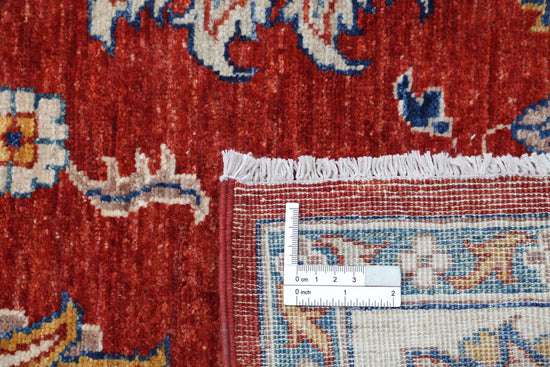 Traditional Hand Knotted Ziegler Farhan Wool Rug of Size 4'10'' X 6'6'' in Red and Ivory Colors - Made in Afghanistan