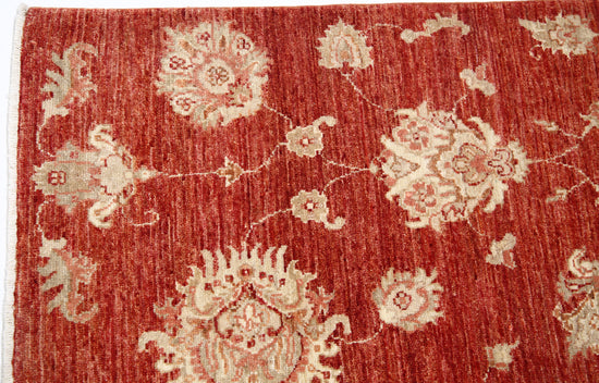Transitional Hand Knotted Artemix Farhan Wool Rug of Size 4'10'' X 6'6'' in Red and Red Colors - Made in Afghanistan