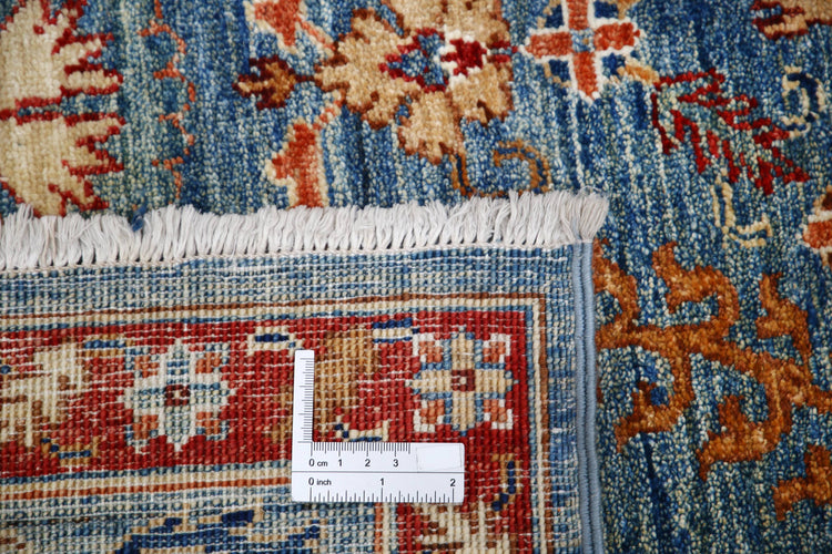 Traditional Hand Knotted Suzani Farhan Wool Rug of Size 4'10'' X 6'7'' in Blue and Blue Colors - Made in Afghanistan