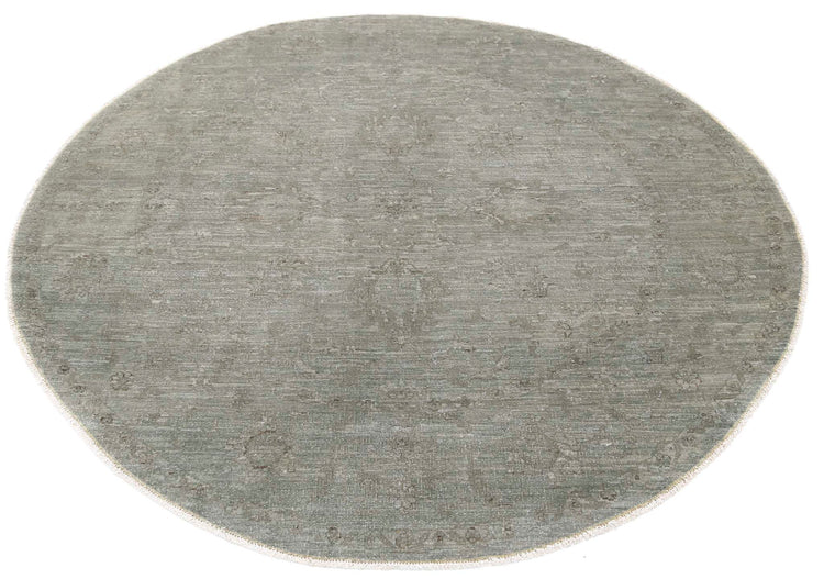 Transitional Hand Knotted Overdyed Farhan Wool Rug of Size 5'4'' X 5'6'' in Grey and Grey Colors - Made in Afghanistan