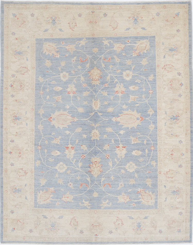 Traditional Hand Knotted Ziegler Farhan Wool Rug of Size 5'0'' X 6'4'' in Blue and Ivory Colors - Made in Afghanistan