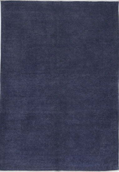 Transitional Hand Knotted Overdyed Farhan Wool Rug of Size 6'4'' X 9'1'' in Blue and Blue Colors - Made in Afghanistan